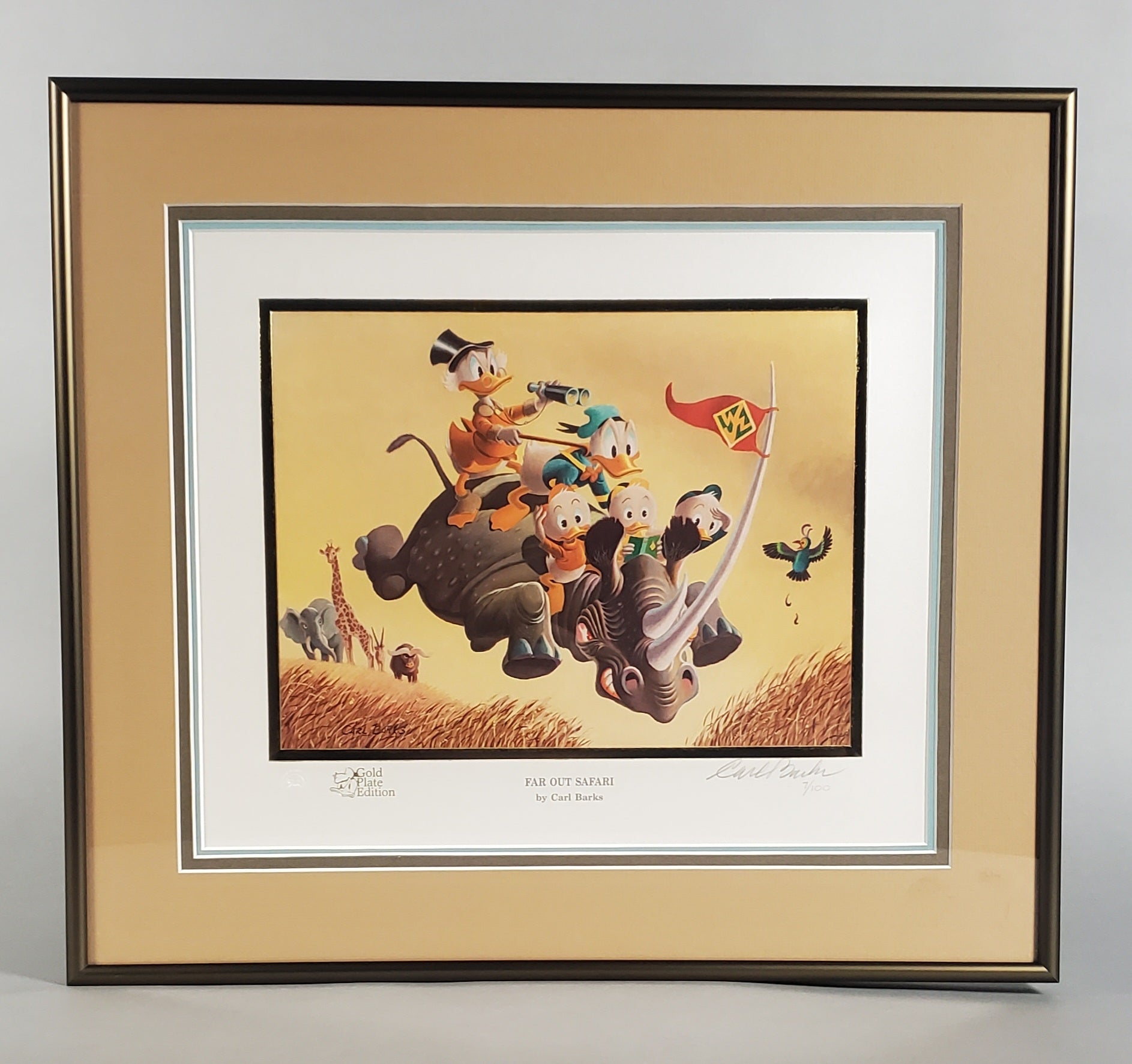 Donald Duck and Uncle Scrooge Far Out Safari Carl Barks Signed Gold Plate Edition